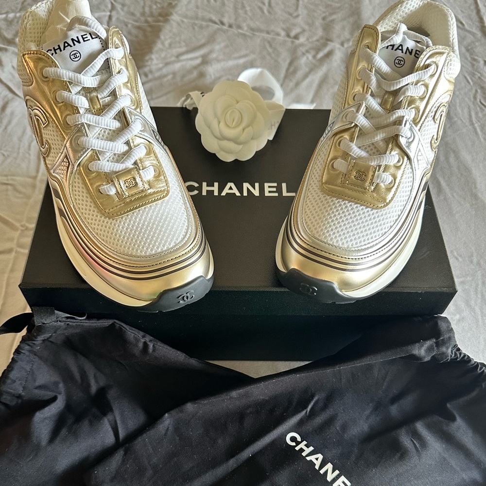 Chanel gold/silver sneakers BRAND NEW